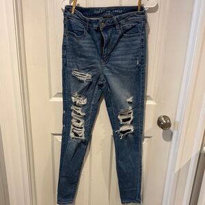 American Eagle Outfitters Dark Blue Ripped Skinny Jeans